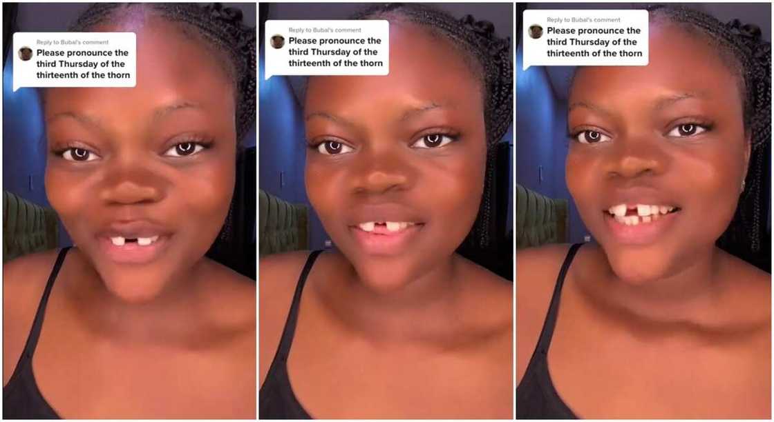 Photos of a lady with a wide diastema popularly called open teeth.