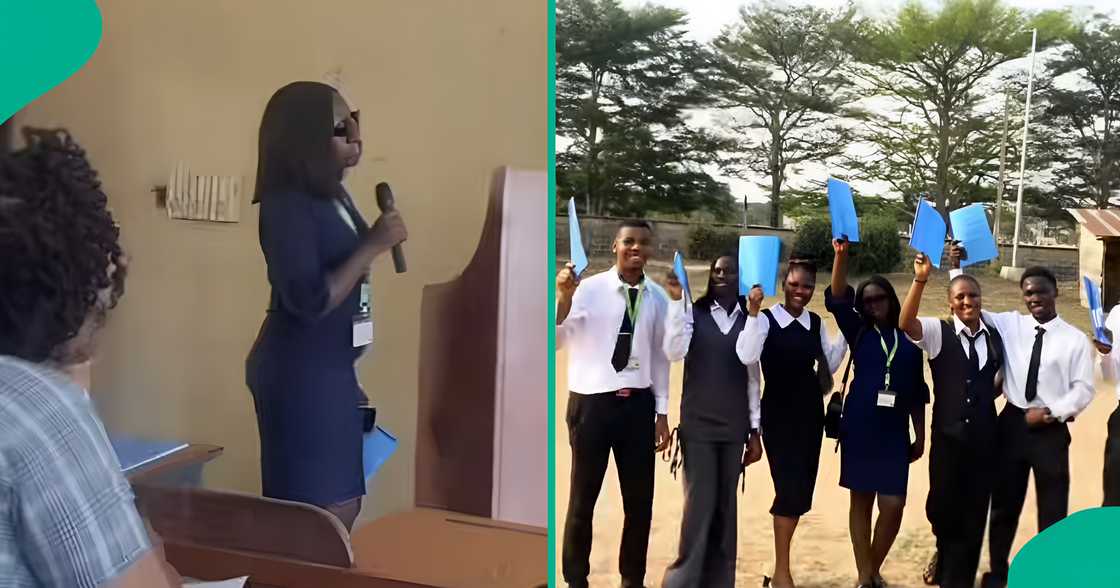 Grieving student tearfully defends her project in school after losing dad.