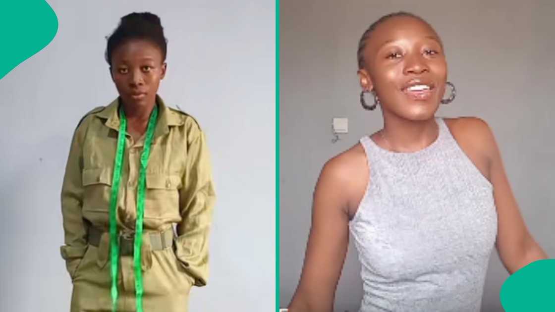 A Nigerian lady shares her design and how she transformed her NYSC uniform into a fashionable dress