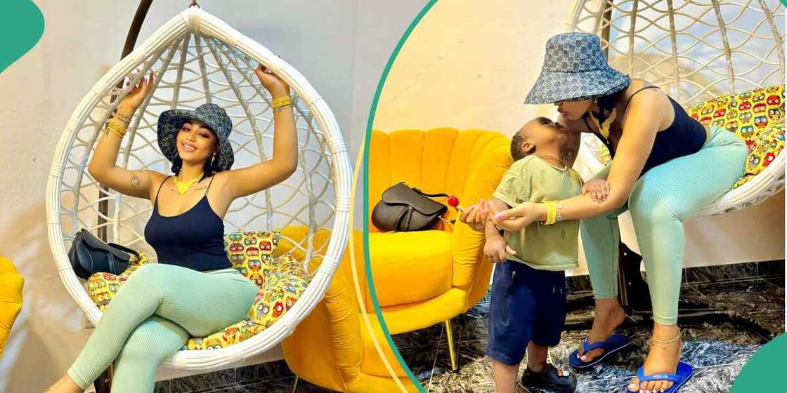 Regina Daniels brags about being a young wife and mum. Regina Daniels brags about being a young wife and mum.