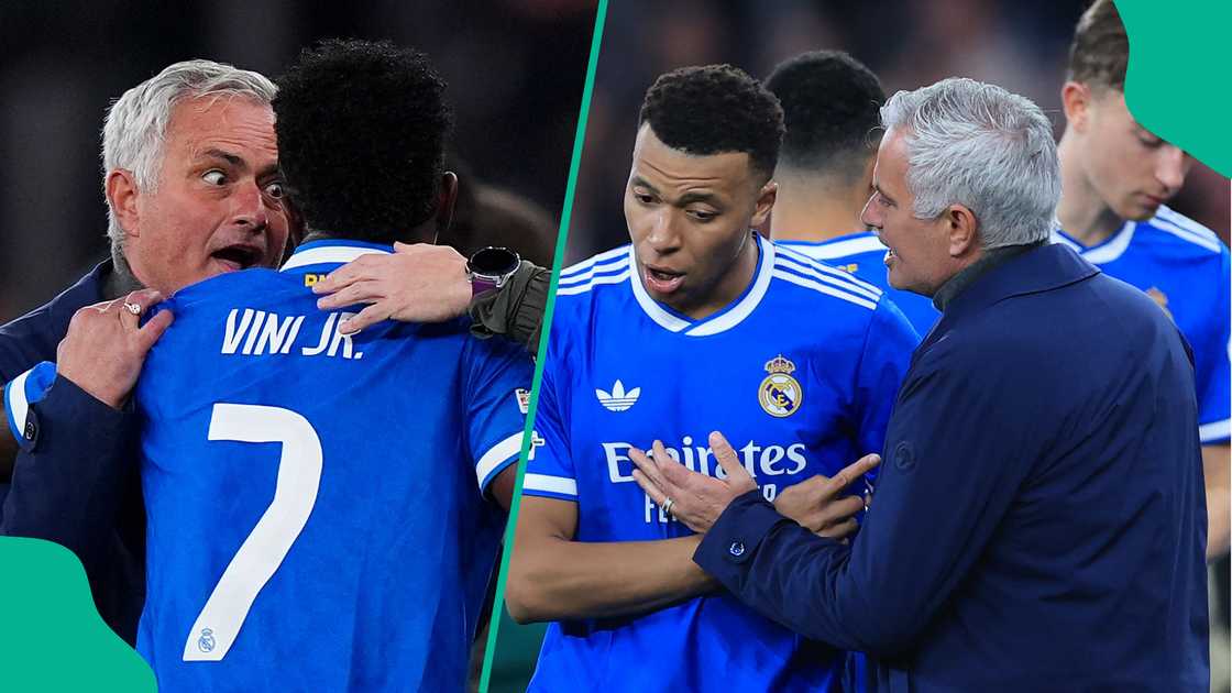 Jose Mourinho arguing with Vincius and Mbappe in the UCL. Photo: PATRICIA DE MELO MOREIRA