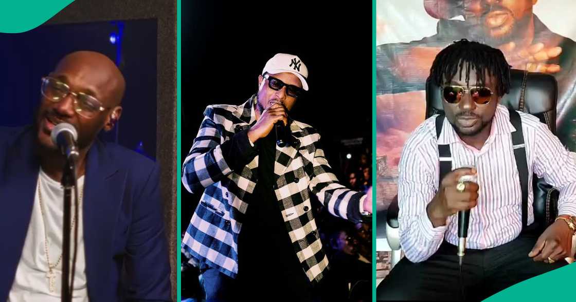 2Baba and Faze perform together on stage. 2Baba and Faze perform together on stage.