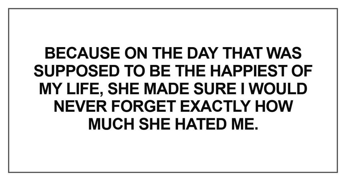 Because on the day that was supposed to be the happiest of my life Because on the day that was supposed to be the happiest of my life