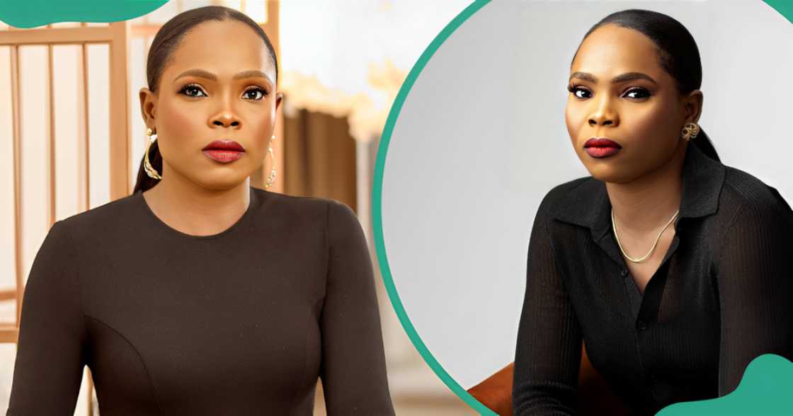 Victoria Orenze poses in different places in black outfits. Victoria Orenze poses in different places in black outfits.
