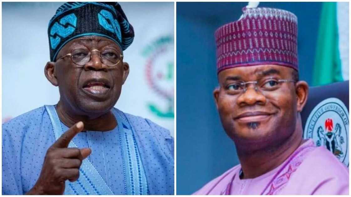 Yahaya Bello praises Tinubu's courage to abolish the fuel subsidy. Yahaya Bello praises Tinubu's courage to abolish the fuel subsidy.