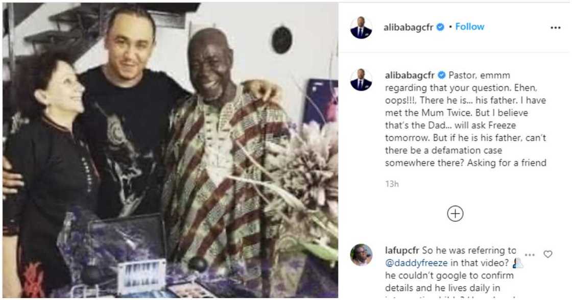 Daddy Freeze vs Pastor Ibiyeomie: Ali Baba pulls up photos of media personality and his parents Daddy Freeze vs Pastor Ibiyeomie: Ali Baba pulls up photos of media personality and his parents