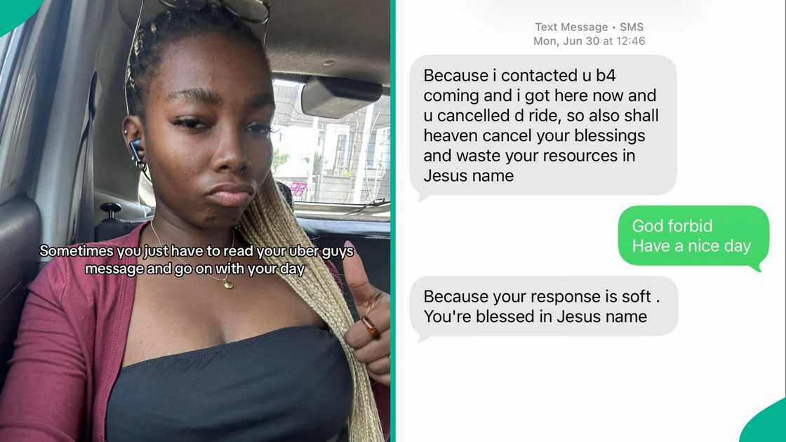 A lady posts screenshot of the message Uber driver sent to her A lady posts screenshot of the message Uber driver sent to her