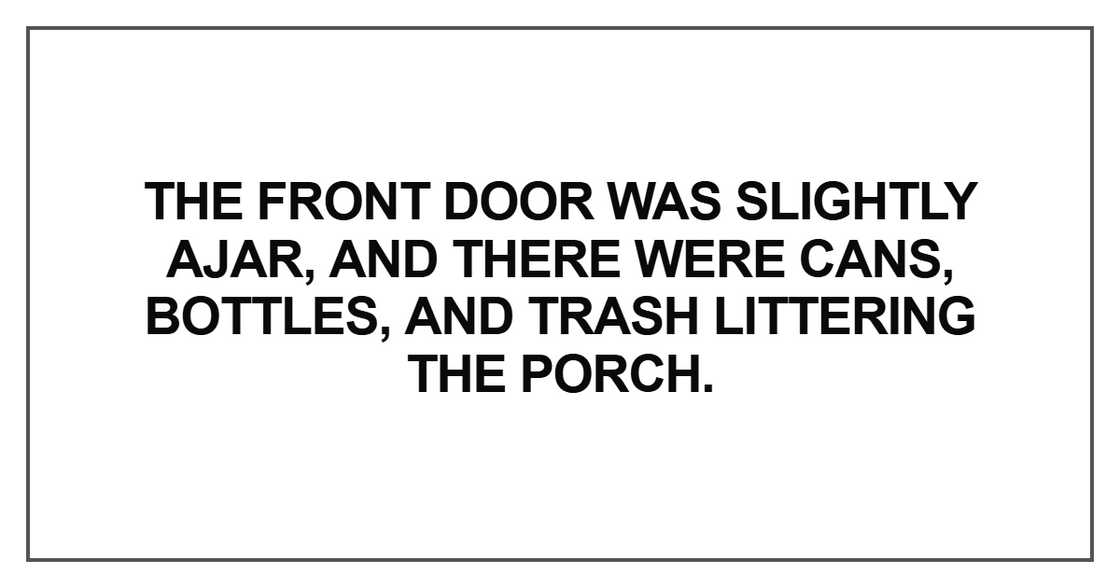 The front door was slightly ajar The front door was slightly ajar