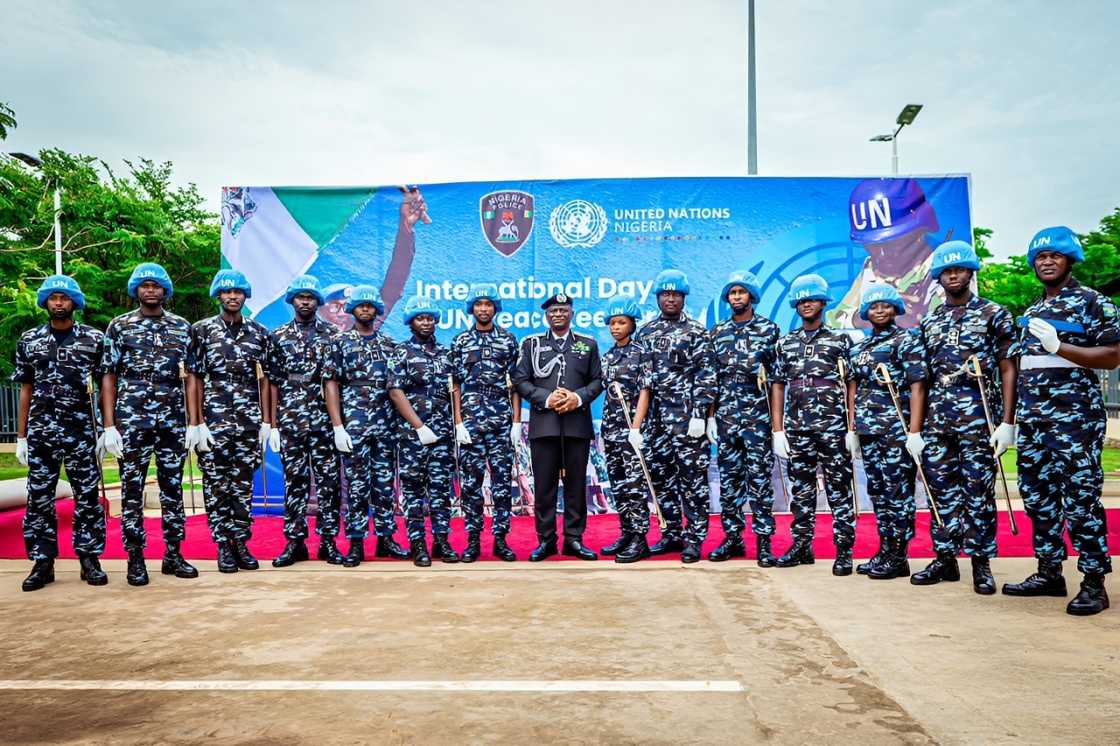 Nigerian police officers commemorating International Day of UN Peacekeepers Nigerian police officers commemorating International Day of UN Peacekeepers