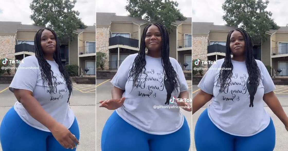 Curvy African lady puts her curves on a display