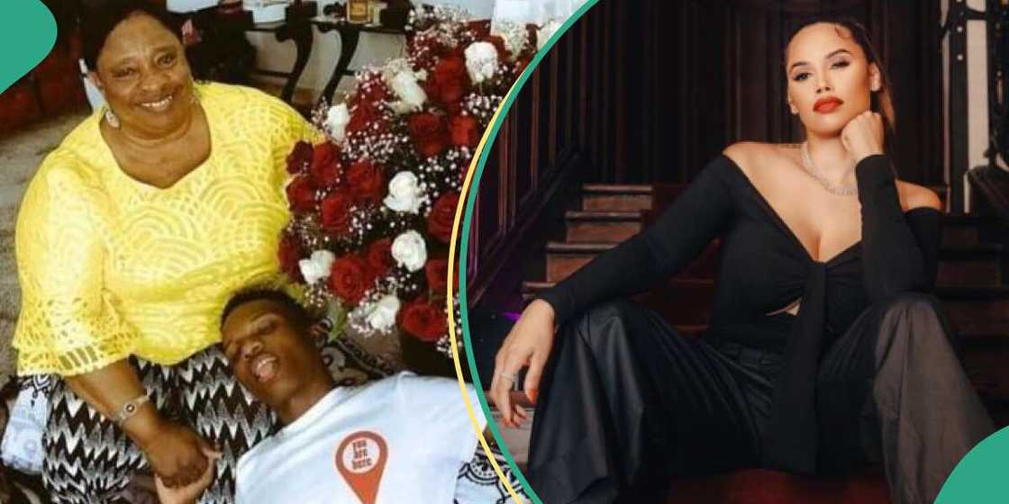 Wizkid with his mum and Jada Pollock Wizkid with his mum and Jada Pollock