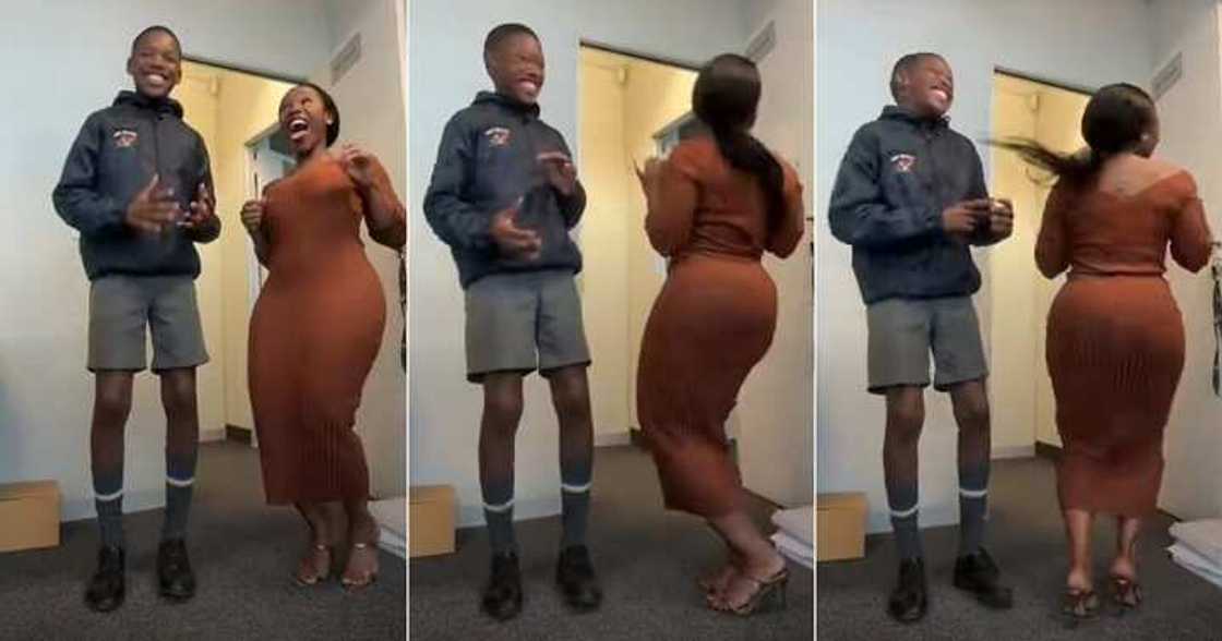 Curvy mum dances with mum