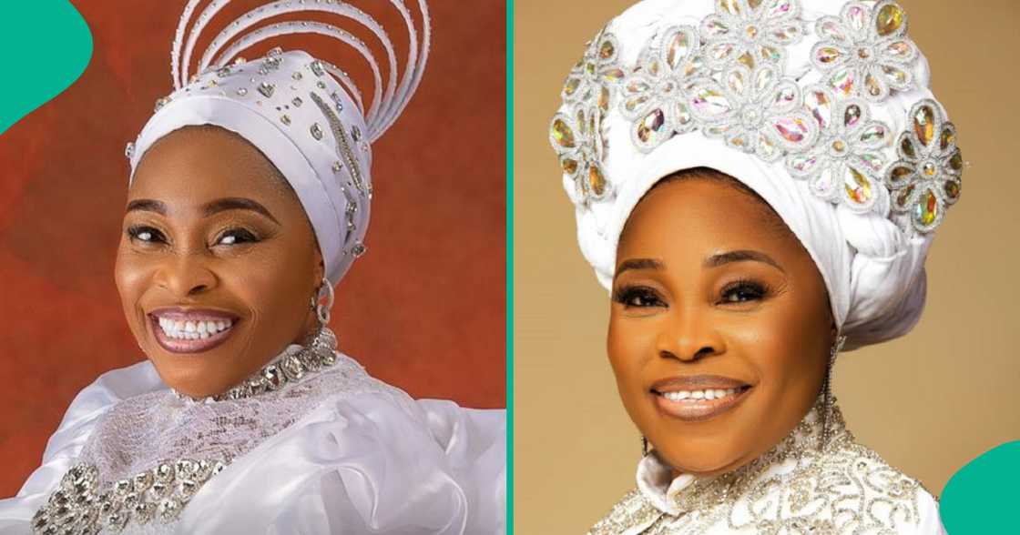 Tope Alabi explains why she wears earnings and wigs. Tope Alabi explains why she wears earnings and wigs.