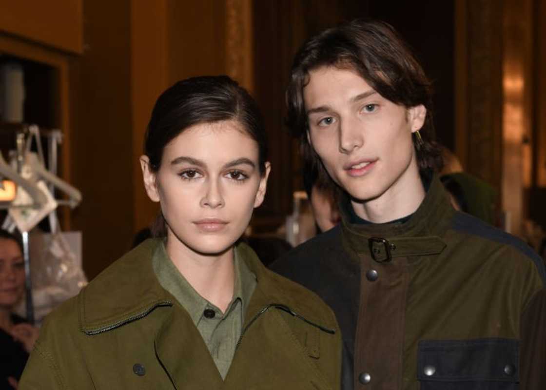 Kaia Gerber and Wellington poses at Stella McCartney show, Backstage Kaia Gerber and Wellington poses at Stella McCartney show, Backstage