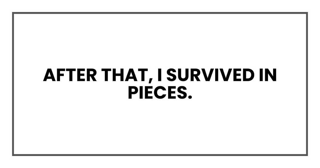 After that, I survived in pieces.