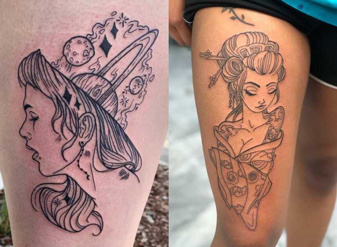 Thigh tattoos