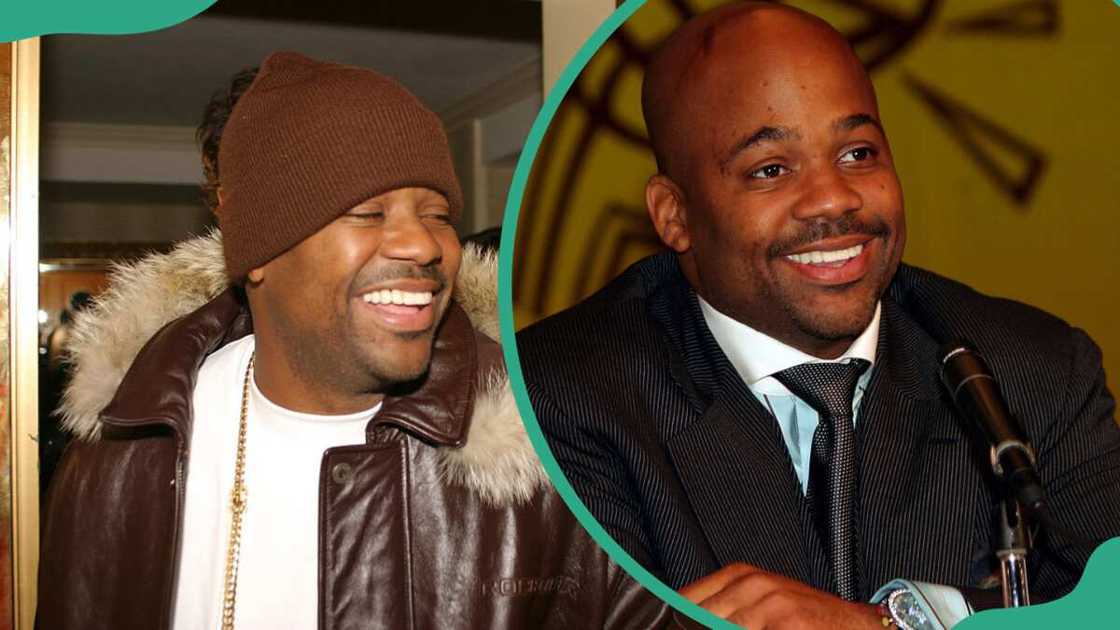 Damon Dash at Elysium in London, Great Britain (L) and at New Jersey Patriot Theater in Trenton, New Jersey, United States (R)