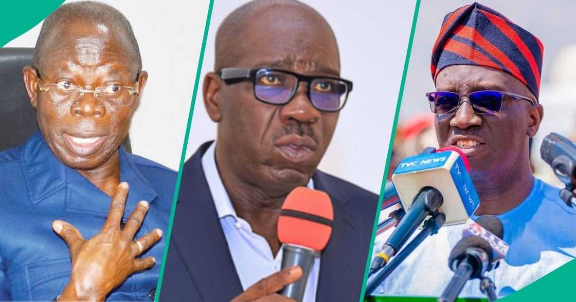 After the Supreme Court’s verdict on the Edo governorship election, Adams Oshiomhole urges Governor Monday Okpebholo to take action against former Governor Godwin Obaseki. After the Supreme Court’s verdict on the Edo governorship election, Adams Oshiomhole urges Governor Monday Okpebholo to take action against former Governor Godwin Obaseki.