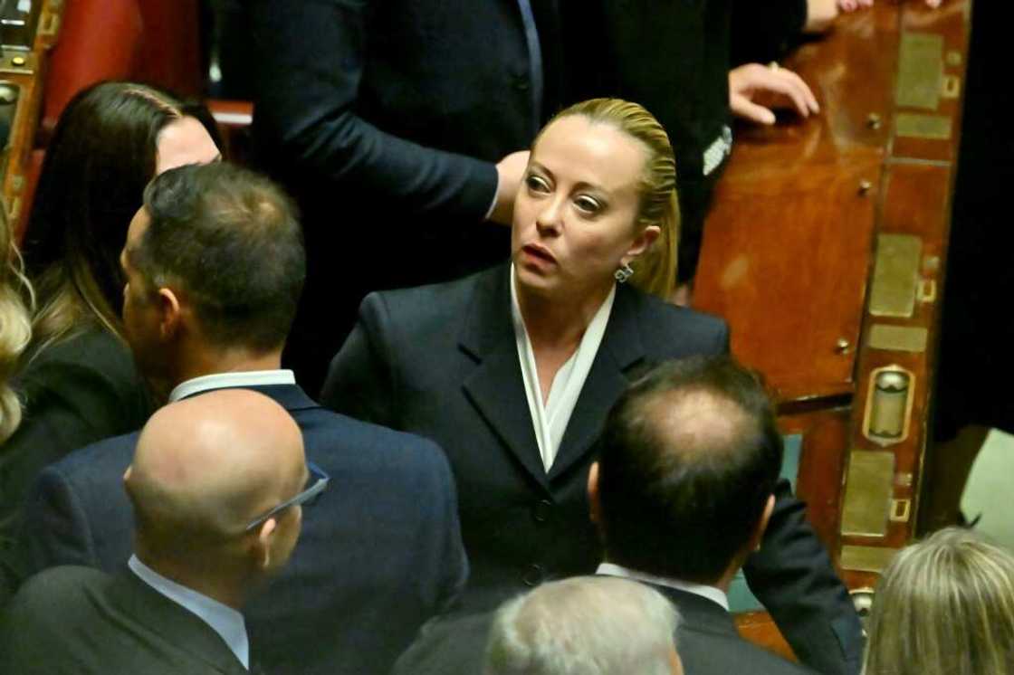 Leader of Italian far-right party 'Brothers of Italy' party Giorgia Meloni in parliament Thursday: 'We are ready, don't worry' Leader of Italian far-right party 'Brothers of Italy' party Giorgia Meloni in parliament Thursday: 'We are ready, don't worry'