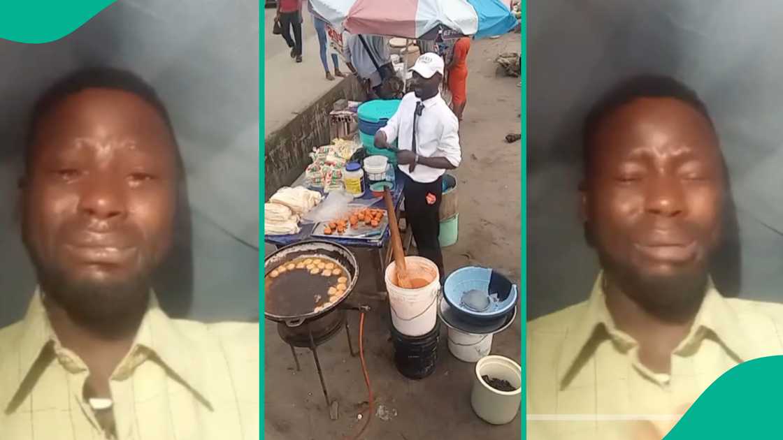 Akara seller cries as his tools were taken from him. Akara seller cries as his tools were taken from him.