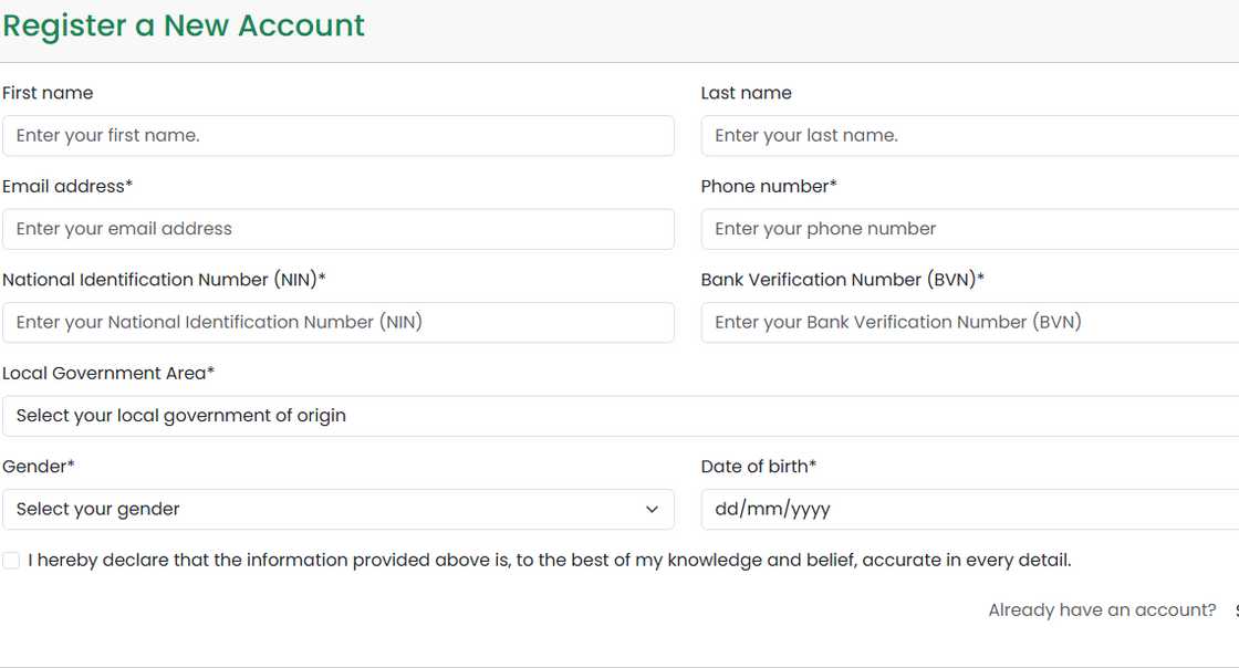 Borno state scholarship application page.