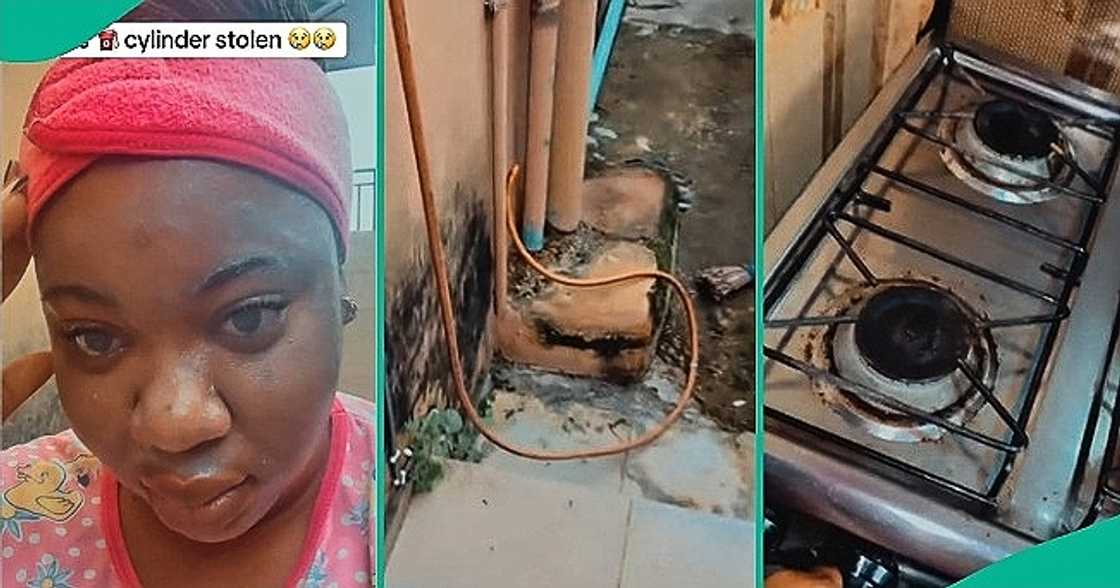 Woman cries out after thieves stole gas cylinder