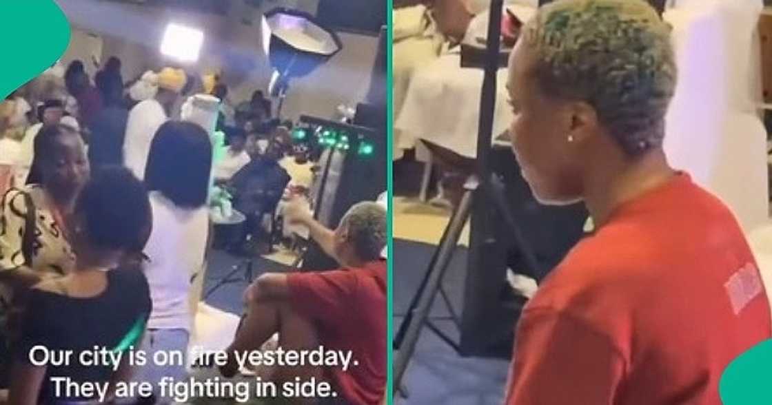 Nigerian lady who found out boyfriend was getting married arrives at venue to disrupt it.