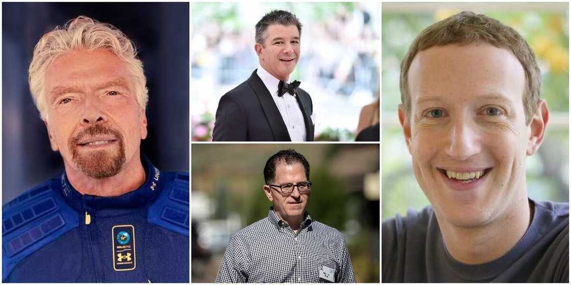 Richard Branson, Mark Zuckerberg and two other billionaires who were dropouts