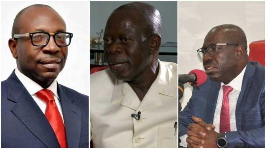 Da duminsa: Obaseki, Ize-Iyamu da Oshiomhole sun shiga ganawar gaggawa Da duminsa: Obaseki, Ize-Iyamu da Oshiomhole sun shiga ganawar gaggawa