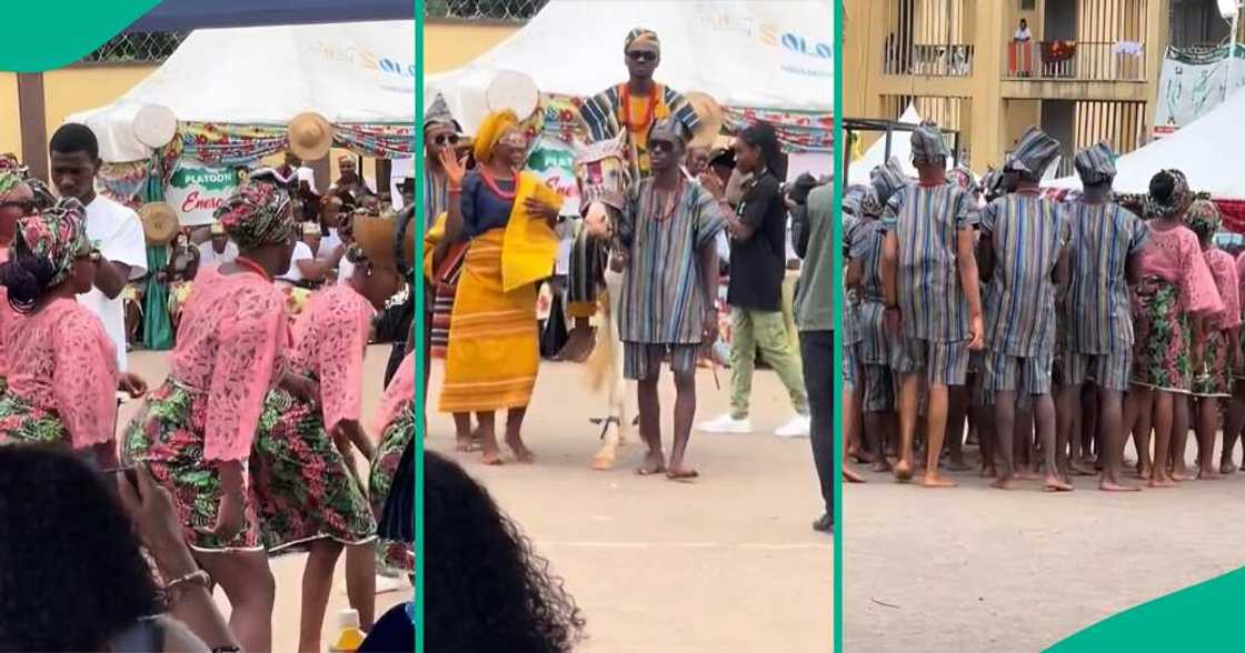 AWESOME! Nigerian NYSC corpers recreate Ojude Oba festival celebrations with cultural attire and horse-riding