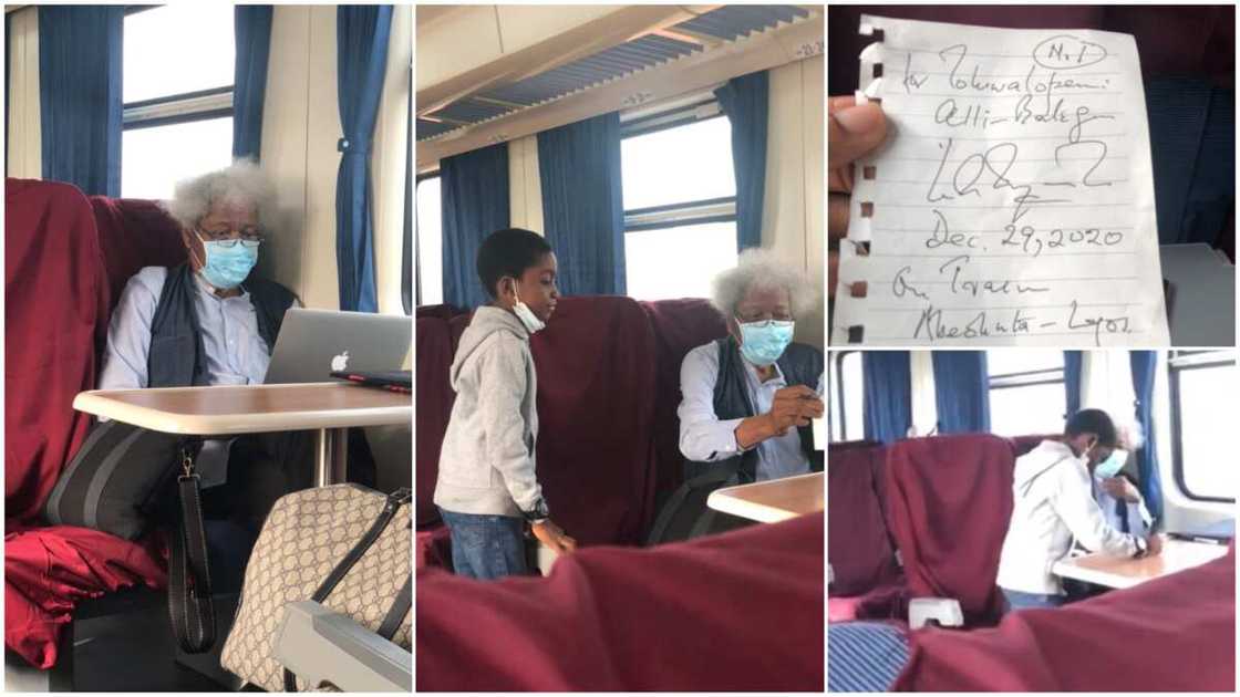 Confident kid approaches Wole Soyinka during train ride, asks for his autograph