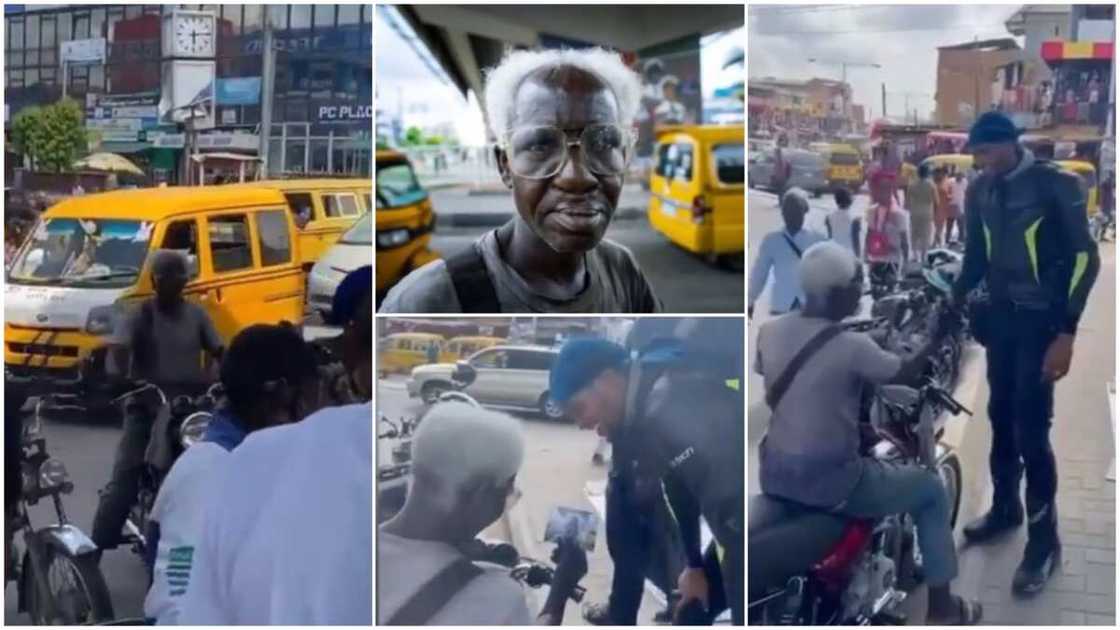 Heartwarming moment old okada man in Ikeja gets his amazing shoot delivered to him