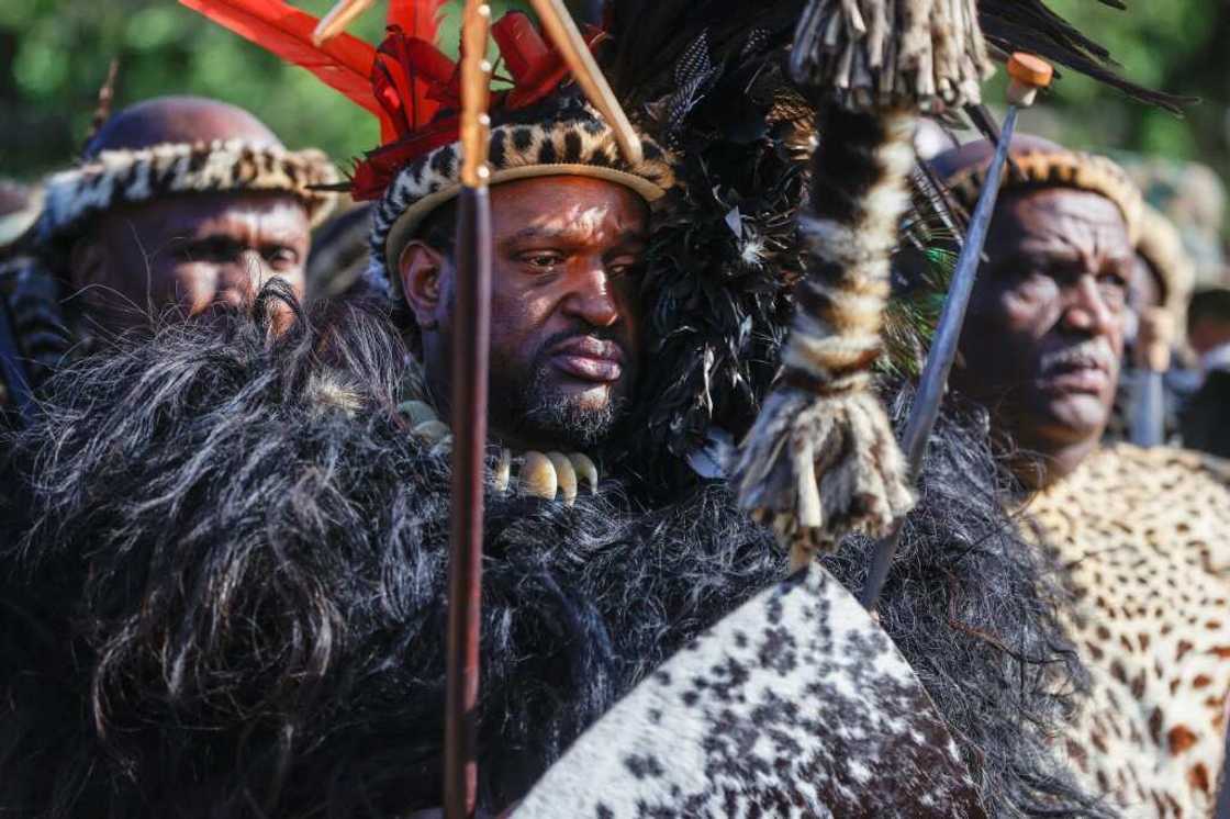 The new Zulu king Misuzulu kaZwelithini at his coronation last month The new Zulu king Misuzulu kaZwelithini at his coronation last month