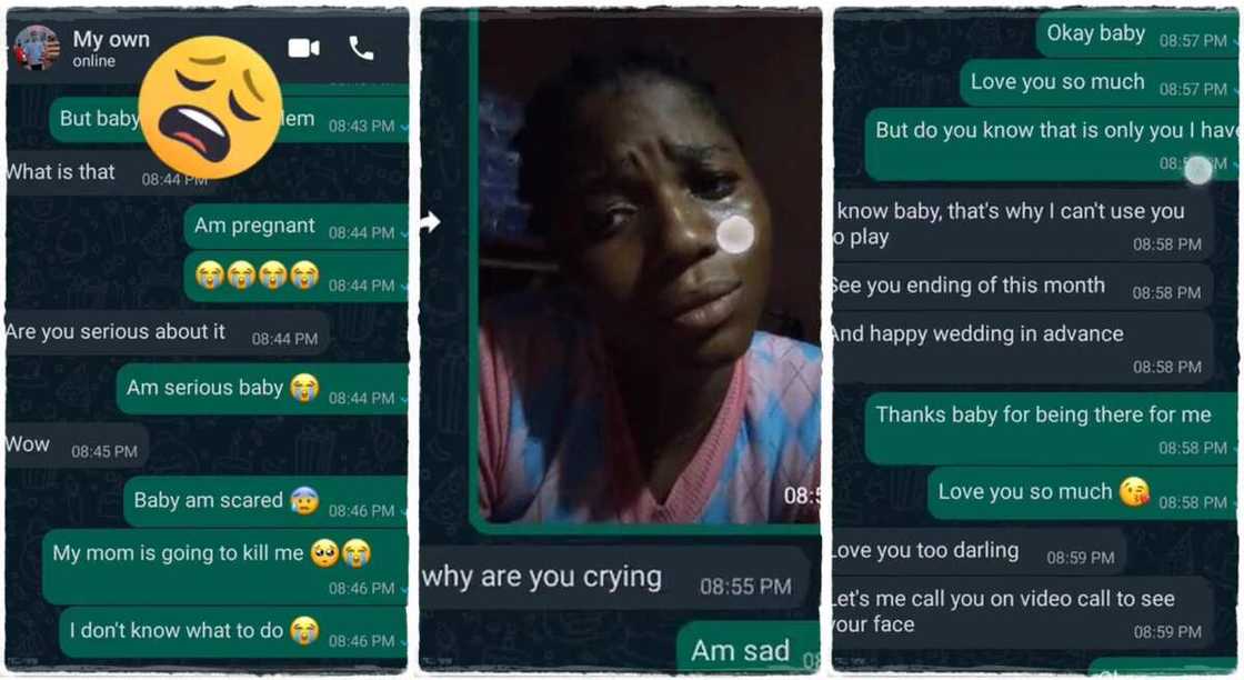 Photos of a Whatsapp chats of a girl who got pregnant for her man.