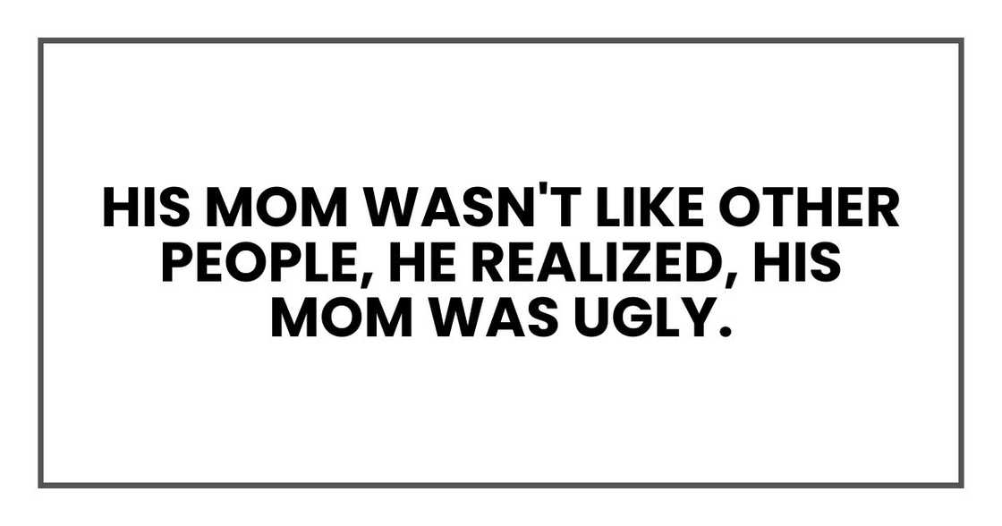 His mom wasn't like other people, he realized, his mom was UGLY.