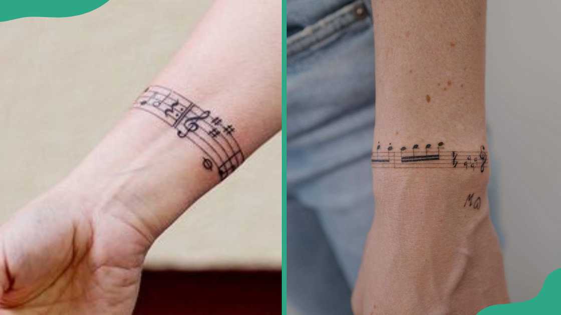 Music notes bracelet tattoo