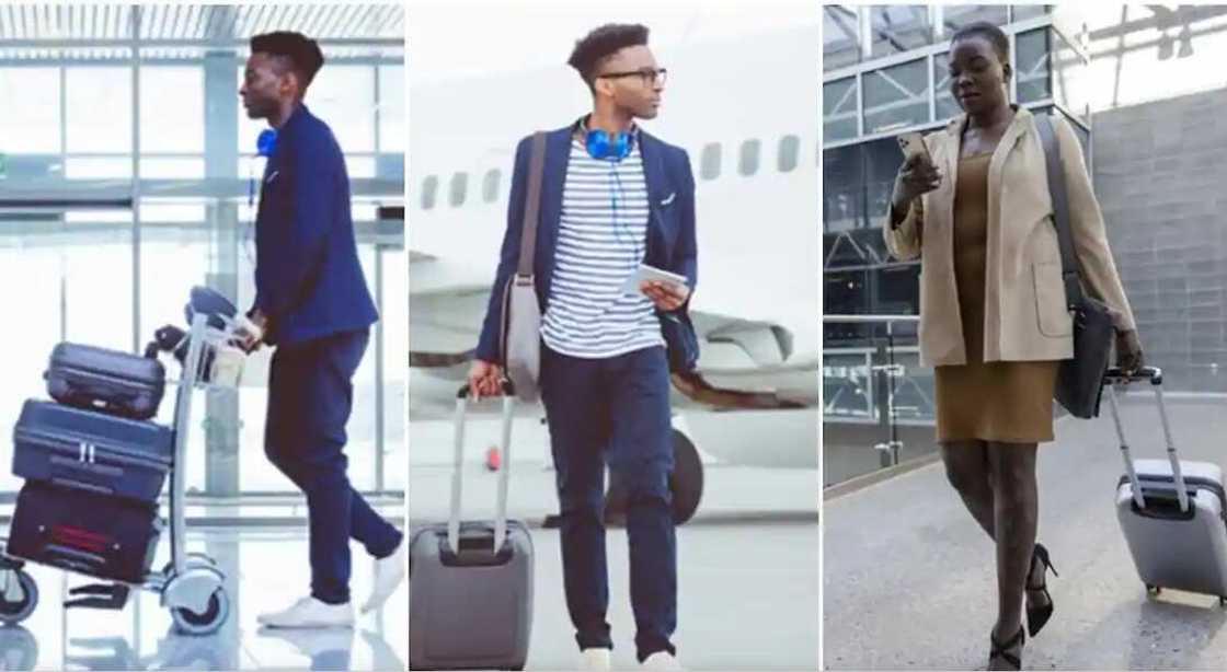 Photos of a people travelling with bags. Photos of a people travelling with bags.