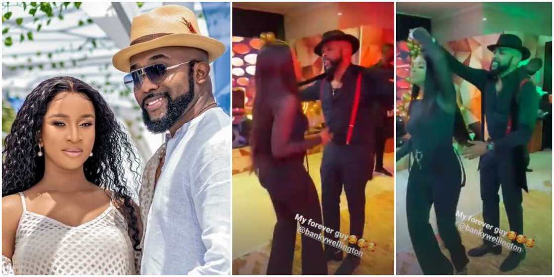 Adesua Etomi and Bank W spotted on the dance floor. Adesua Etomi and Bank W spotted on the dance floor.