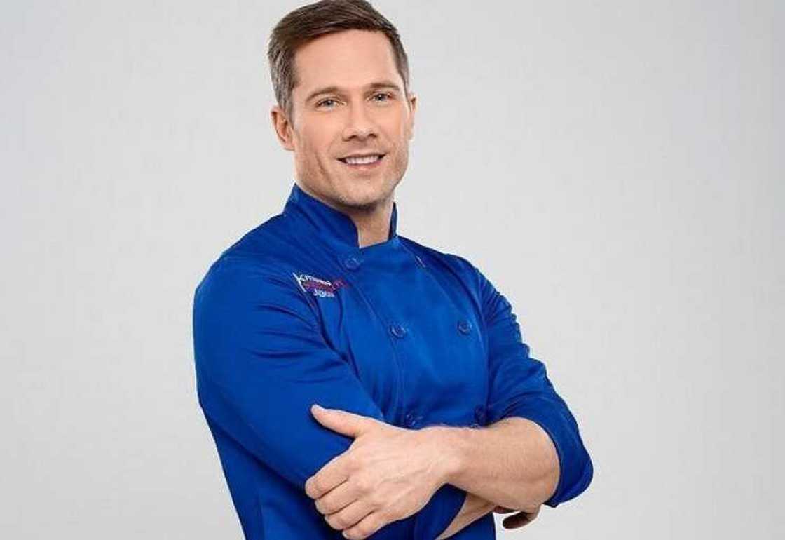 Luke Macfarlane shooting for Just Add Romance movie Luke Macfarlane shooting for Just Add Romance movie