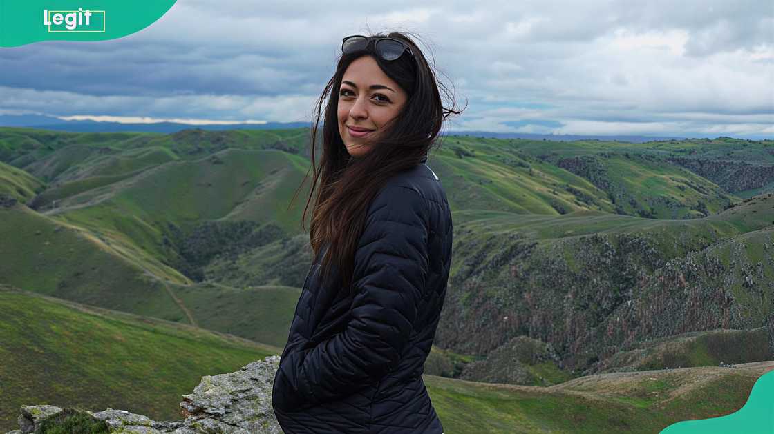 Danielle Warren in a stunning hilly landscape