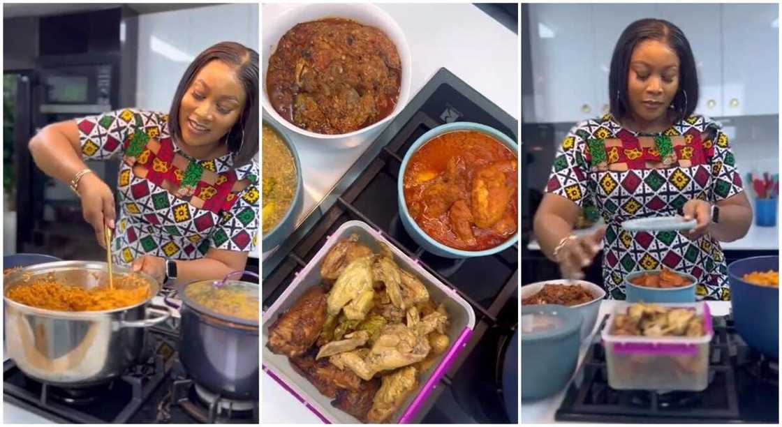 Woman proudly shows off food, woman cooks, kitchen lover. Woman proudly shows off food, woman cooks, kitchen lover.