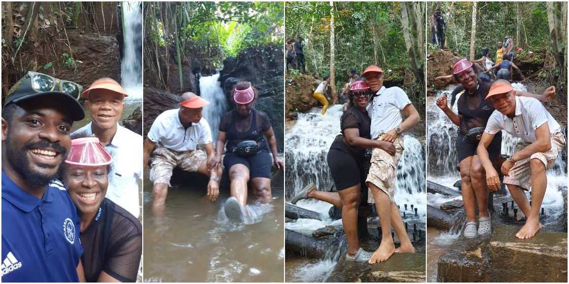 Man sends social media into frenzy after taking parents to waterfalls for the 1st time