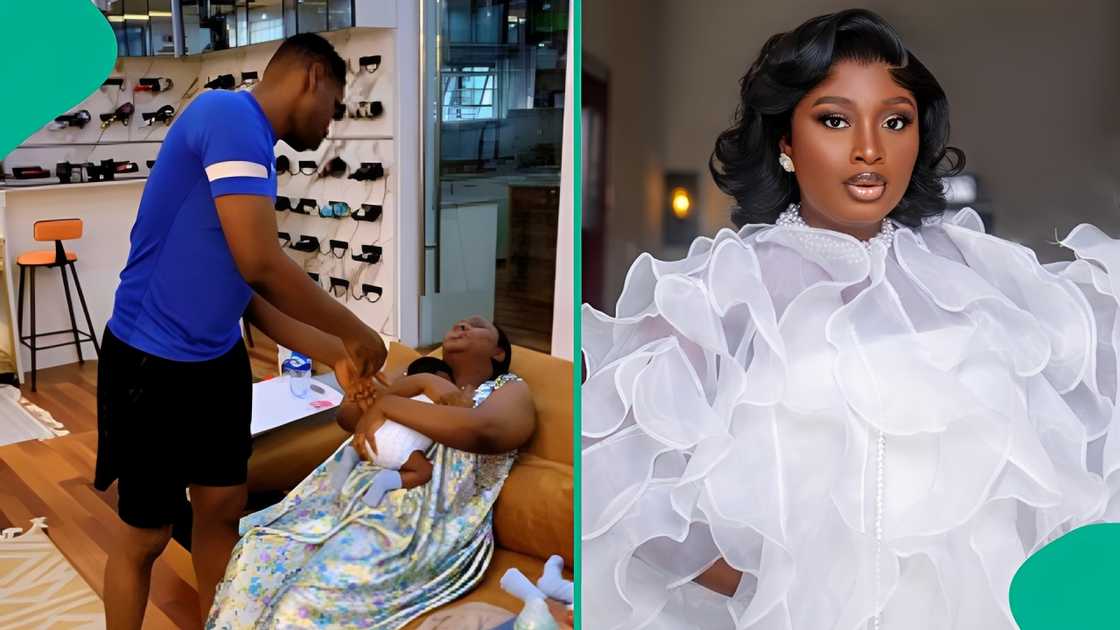 Nollywood couple Mo Bimpe and Lateef Adedimeji have their first haircut