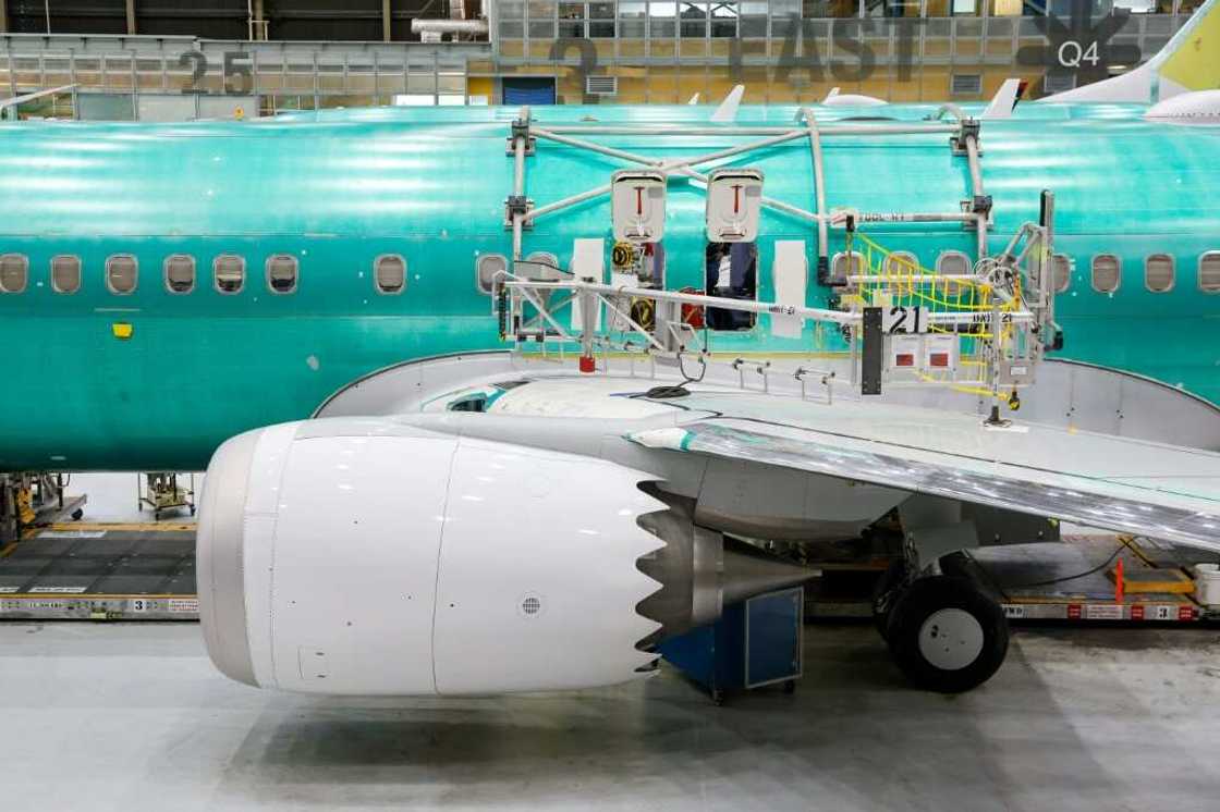 A Boeing 737 MAX aircraft -- a jet series facing intense scrutiny after two fatal crashes and a series of dangerous incidents -- is under assembly at the company's factory in Renton, Washington