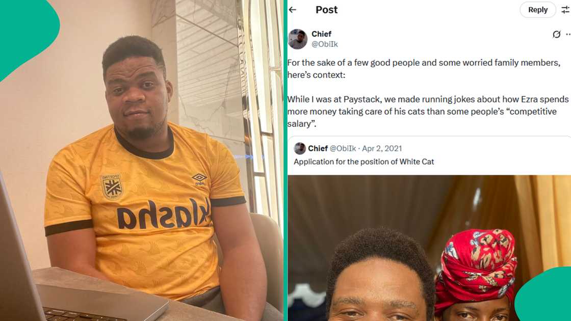 Man whose viral 2021 tweet about his desire to be Ezra Olubi's white cat earned him criticism explains why he tweeted such