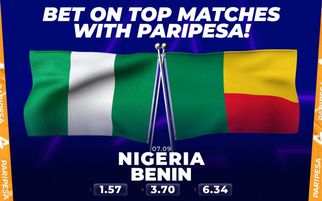 Bet on Nigeria vs Benin with a huge PariPesa Bonus! Bet on Nigeria vs Benin with a huge PariPesa Bonus!