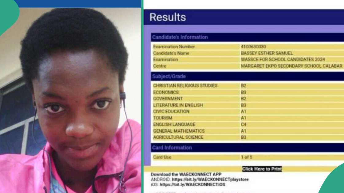 Nigerian girl posts her WAEC result online.