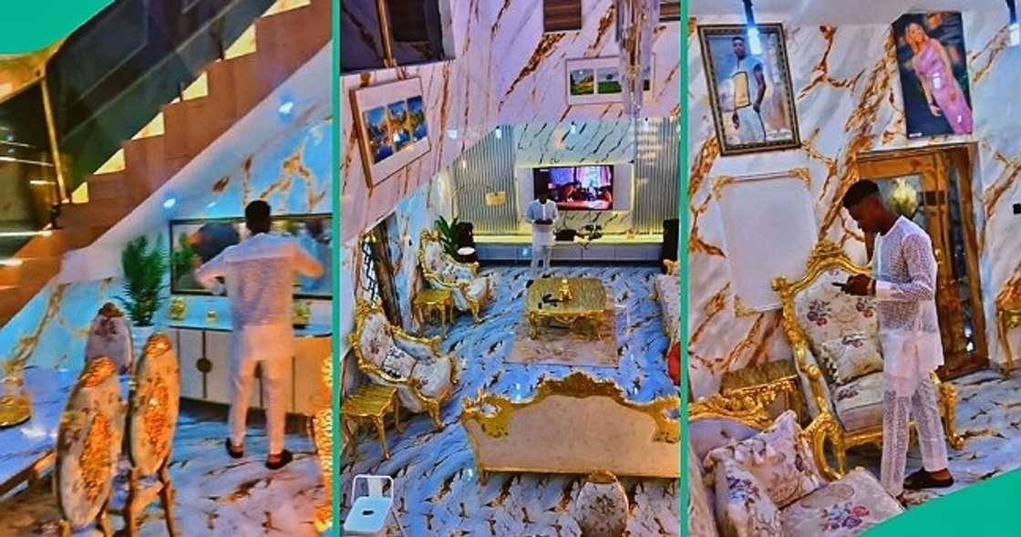 Man shows off multicoloured interior of duplex