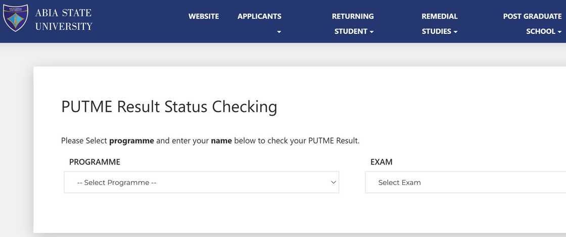 ASU portal for checking PUTME results ASU portal for checking PUTME results