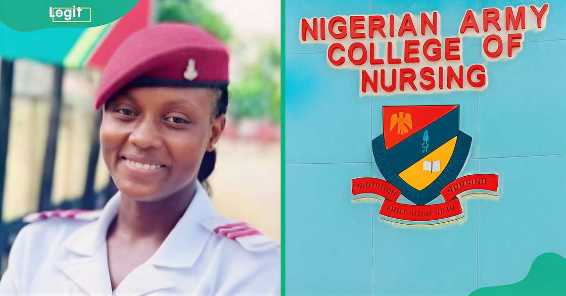 Nigerian Army College of Nursing student and logo. Nigerian Army College of Nursing student and logo.